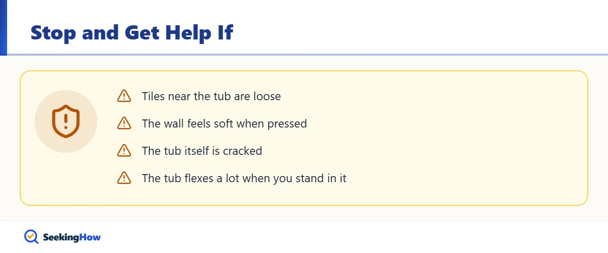 Warning signs before you caulk a fiberglass tub to a tile wall