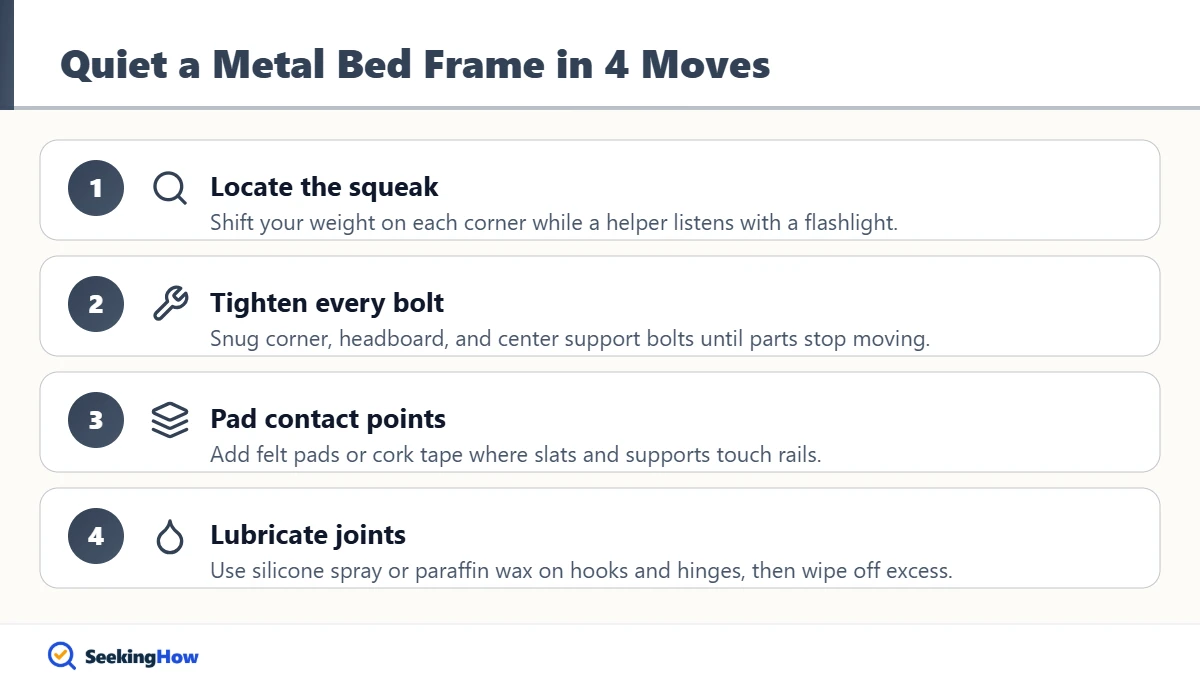Steps to fix a squeaky metal bed frame