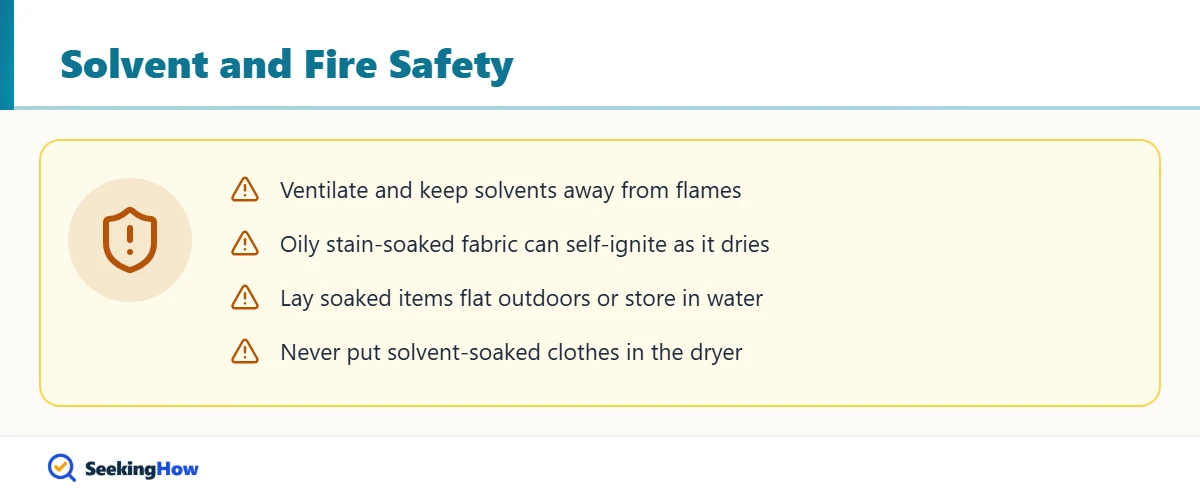 Safety warnings when getting oil-based wood stain out of clothes