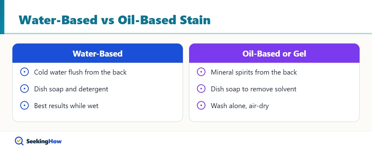 Removing water-based versus oil-based wood stain from clothes