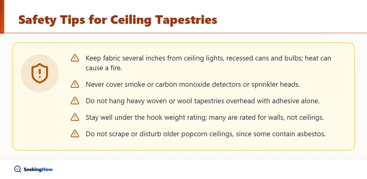Safety tips for hanging a tapestry on the ceiling