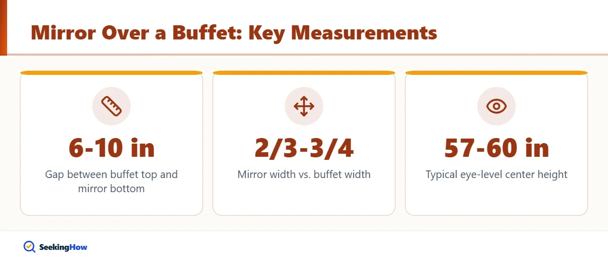 How high to hang a mirror over a buffet key measurements