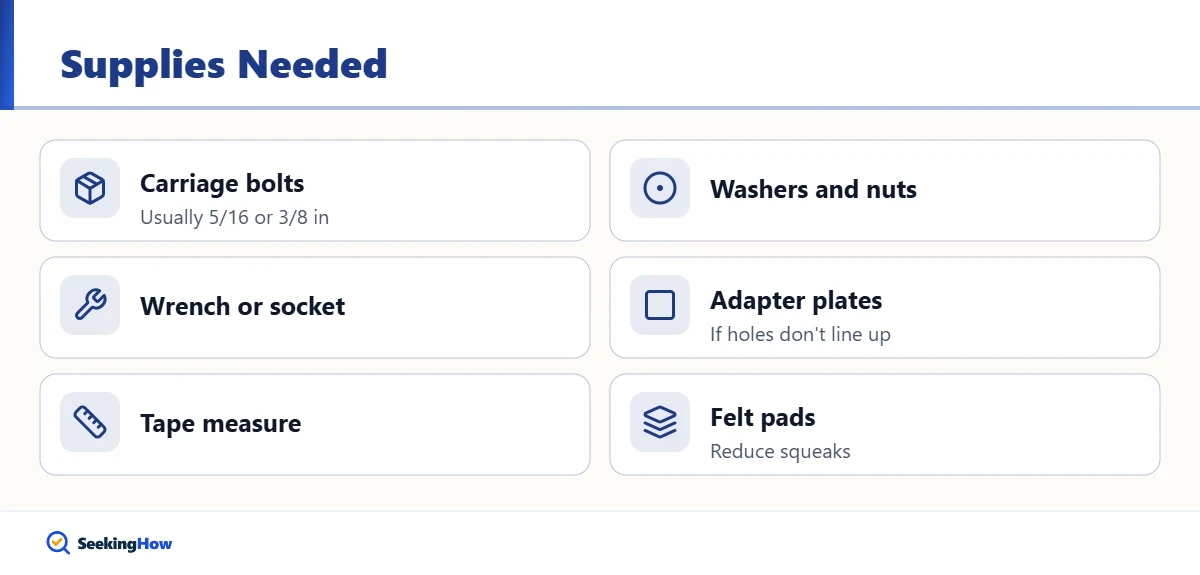 Supplies needed to attach a headboard to a metal bed frame
