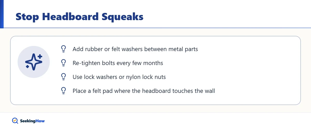 Tips to stop a headboard on a metal bed frame from squeaking