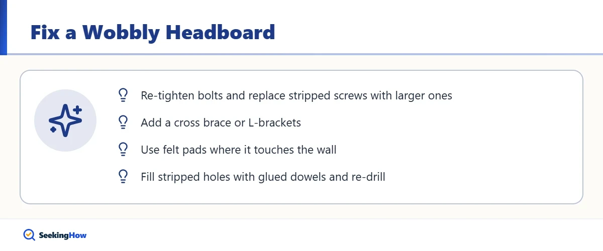 Tips to fix a wobbly headboard on a wooden bed frame