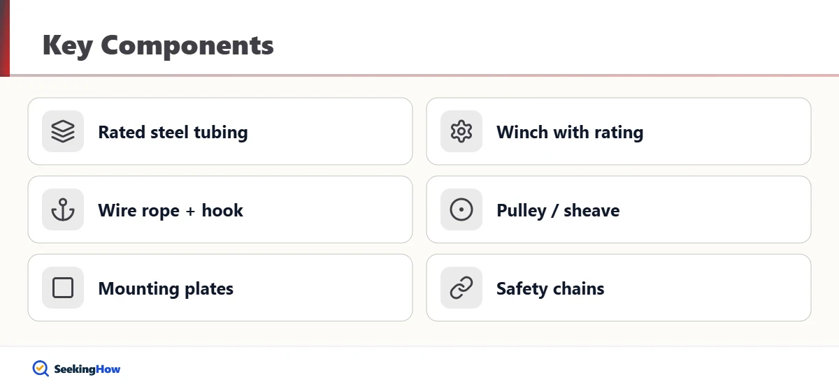 Checklist of components needed to build a wrecker boom