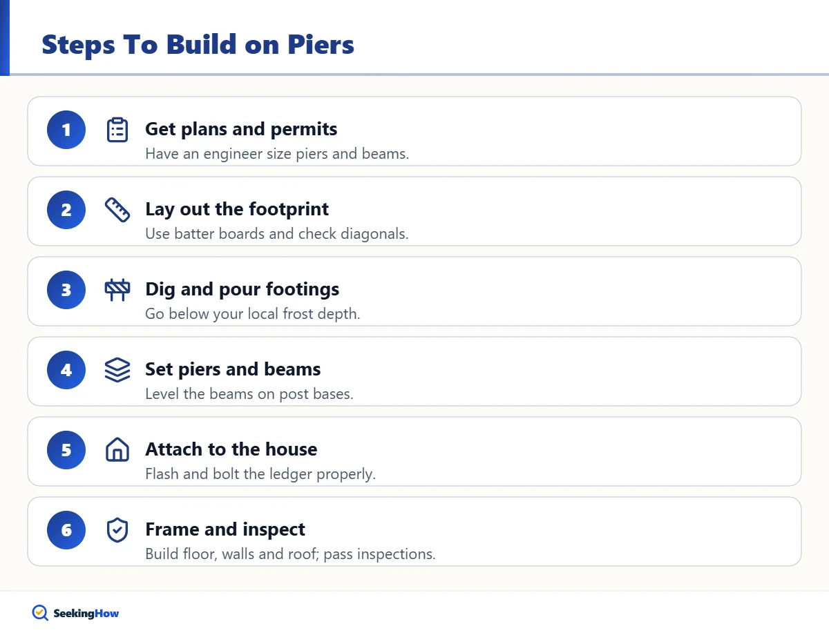Step-by-step guide to build an addition on piers