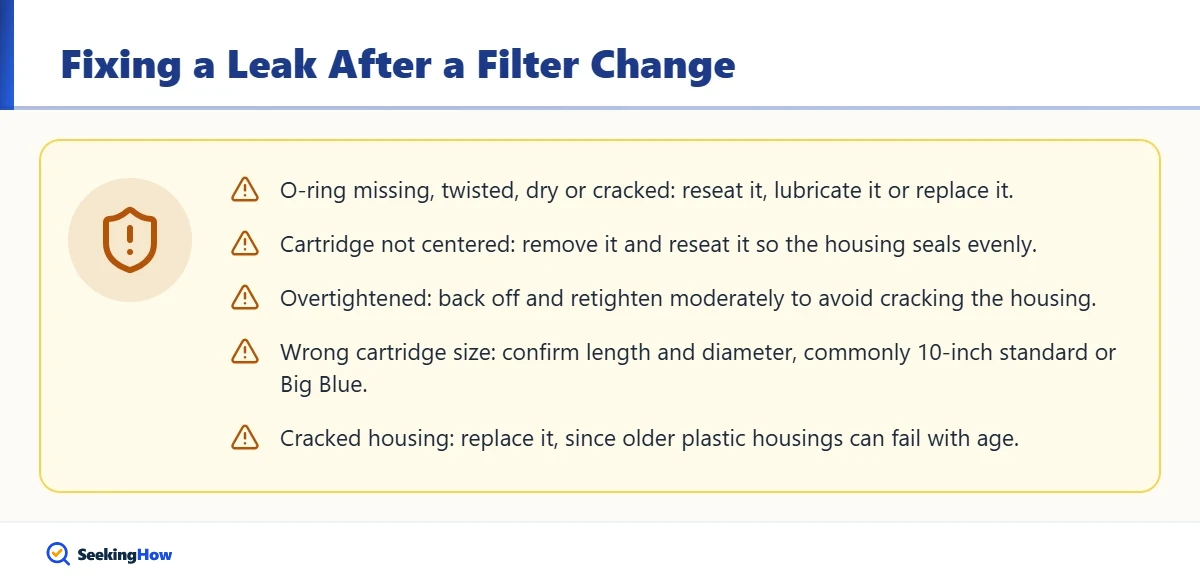Tips for fixing a leak after you change a drinking water filter