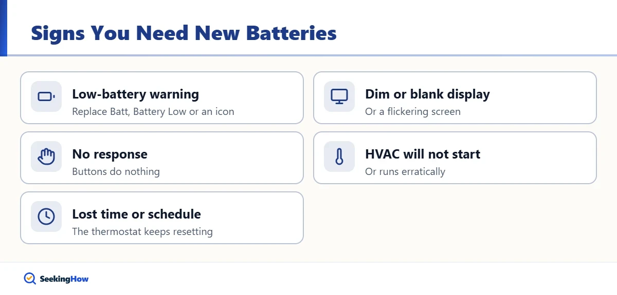Signs you need to change a Honeywell thermostat battery