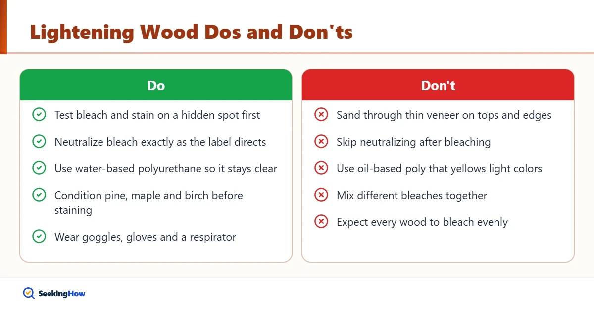 Dos and donts when you change wood color from dark to light