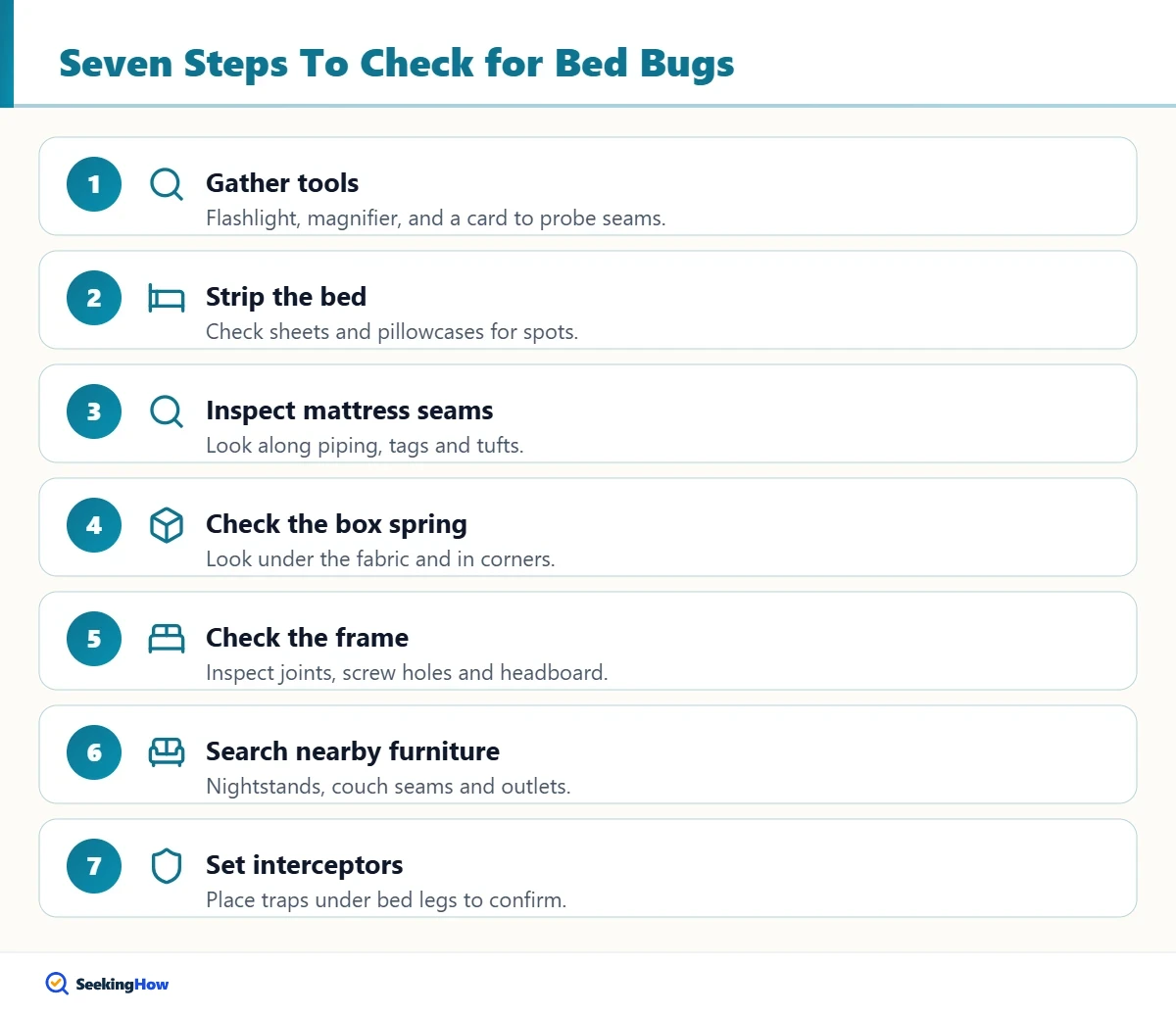 Seven steps to check for bed bugs