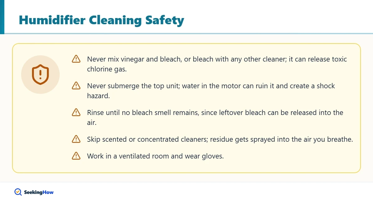 Safety tips when cleaning a Honeywell humidifier