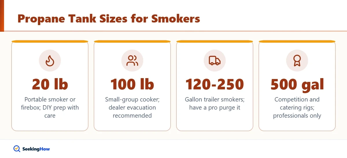 Steps to clean and purge a propane tank for a smoker