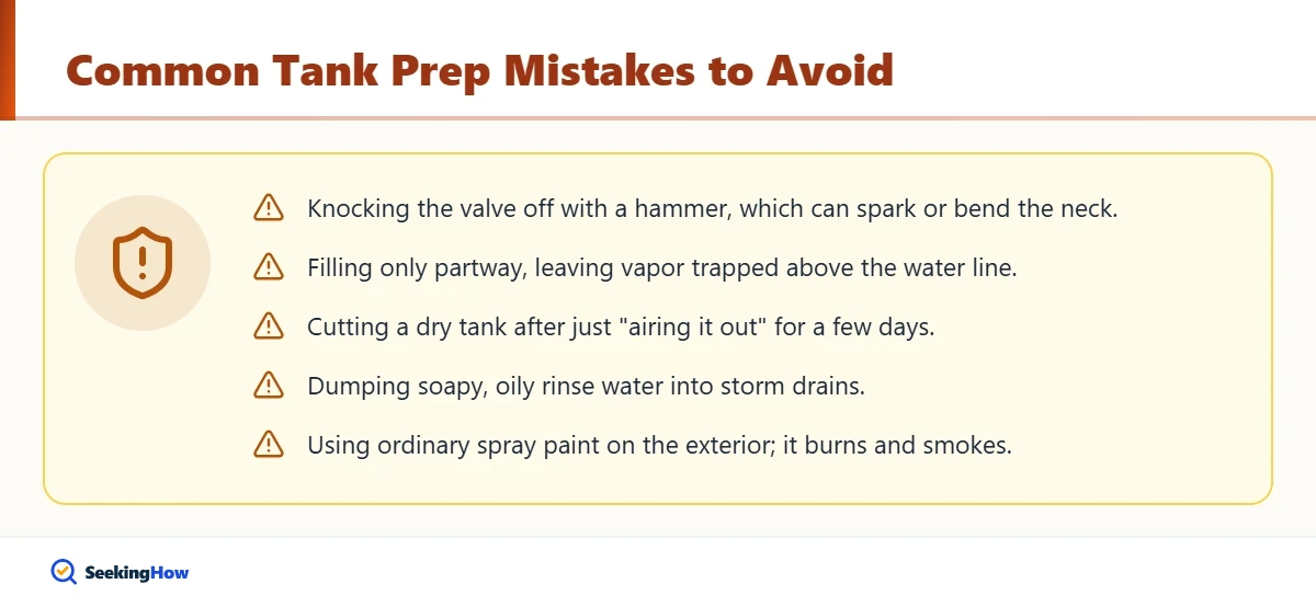 Safety rules when cleaning a propane tank for a smoker