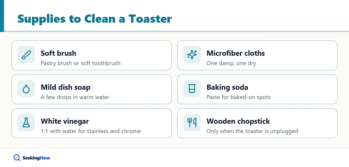 Supplies needed to clean a toaster