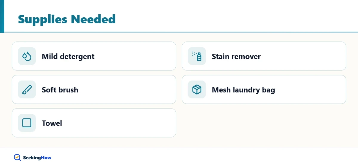 Checklist of supplies to clean a tote bag