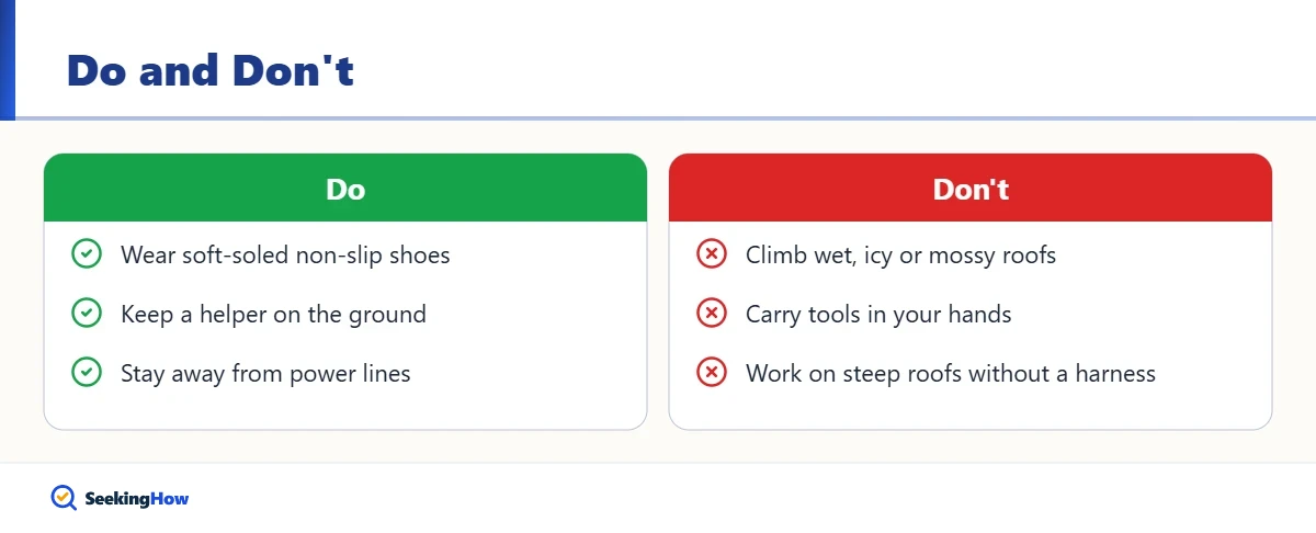 Do and do not tips for climbing a roof safely