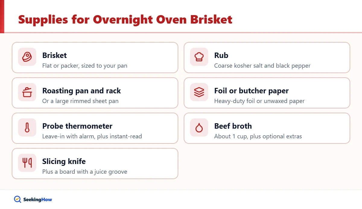 Supplies needed to cook brisket in the oven
