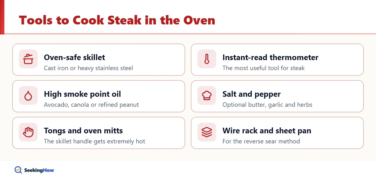 Tools needed to cook steak in the oven