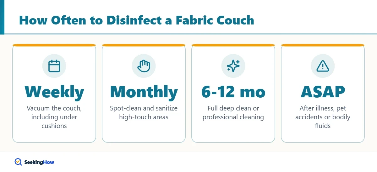 Safety tips when disinfecting a fabric couch