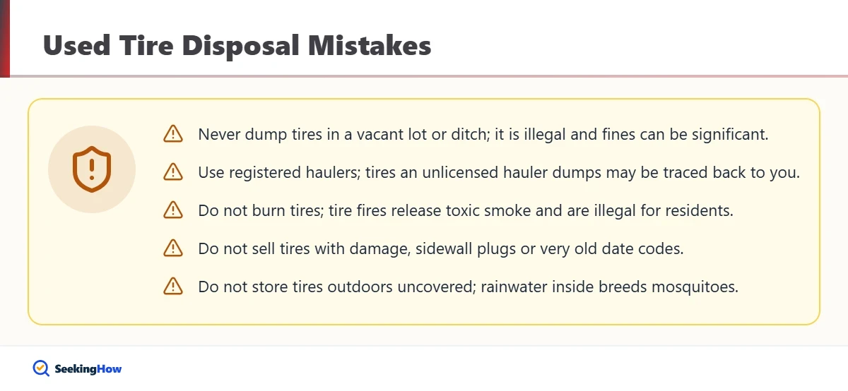 Warnings about illegal used tire disposal