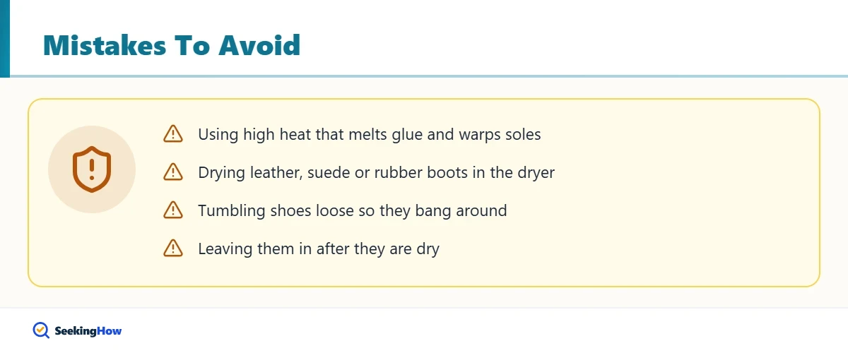 Mistakes to avoid when drying shoes in the dryer