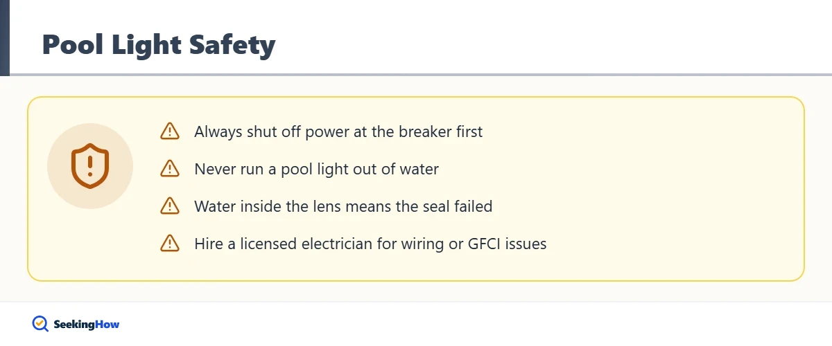 Safety tips for how to fix a pool light