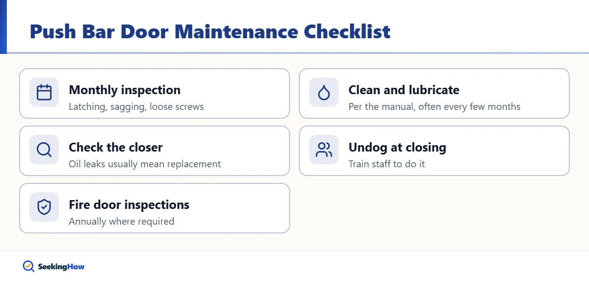 Push bar door maintenance checklist