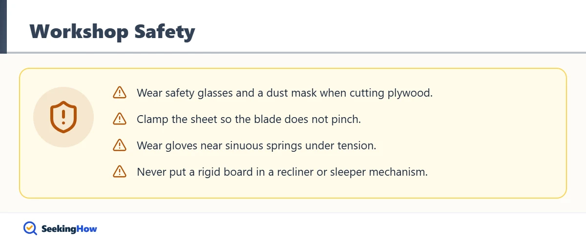 Safety tips when cutting plywood to fix a couch seat