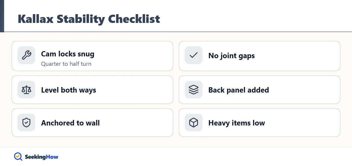Checklist for a stable IKEA Kallax shelf unit