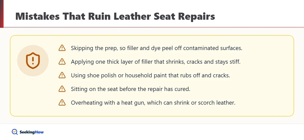Dos and donts for leather car seat repair and care