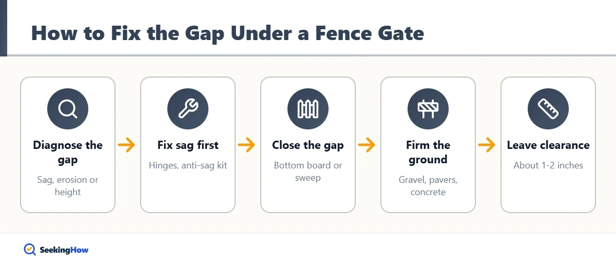 Process for how to fix the gap under a fence gate