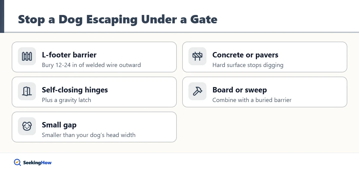 Tips to stop a dog from escaping under a fence gate