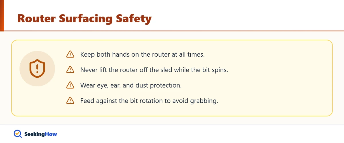 Safety tips for flattening a warped board with a router