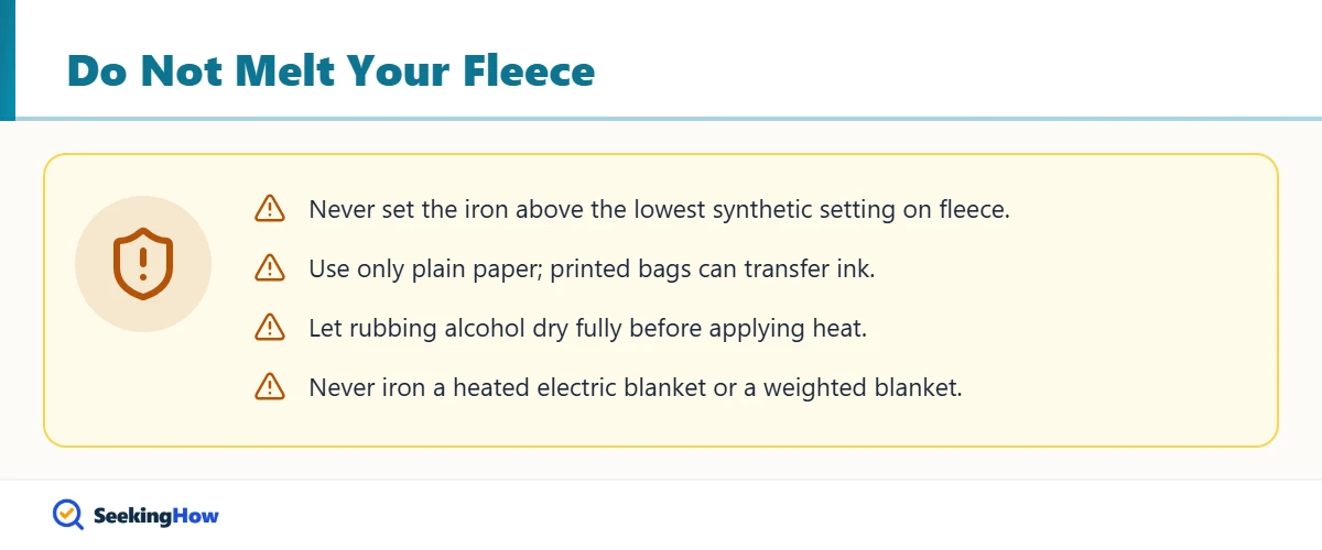 Warnings when removing candle wax from fleece