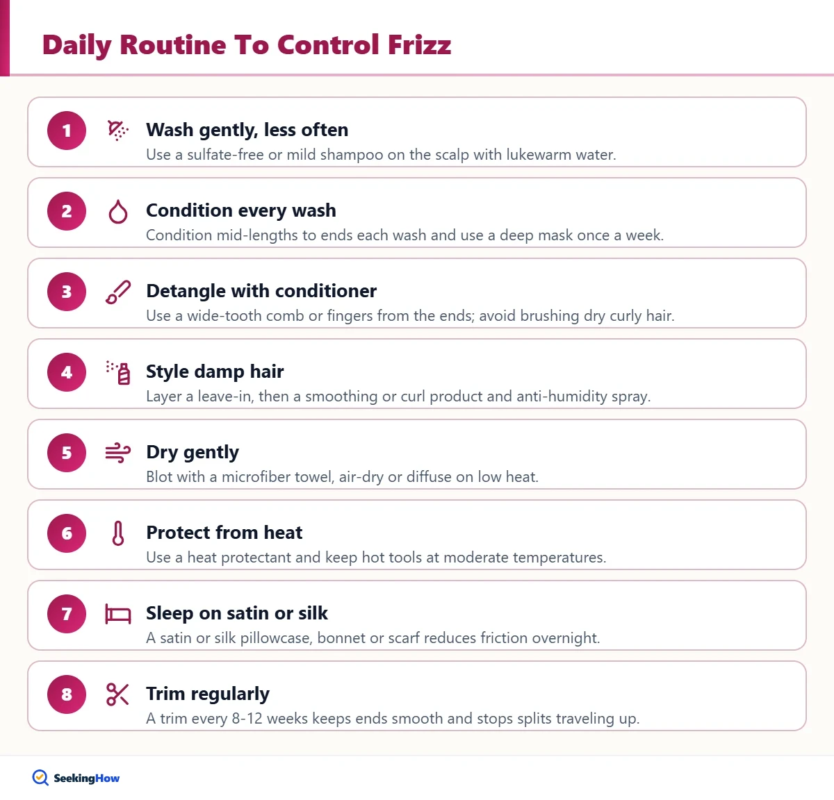 Daily routine steps to get rid of frizzy hair