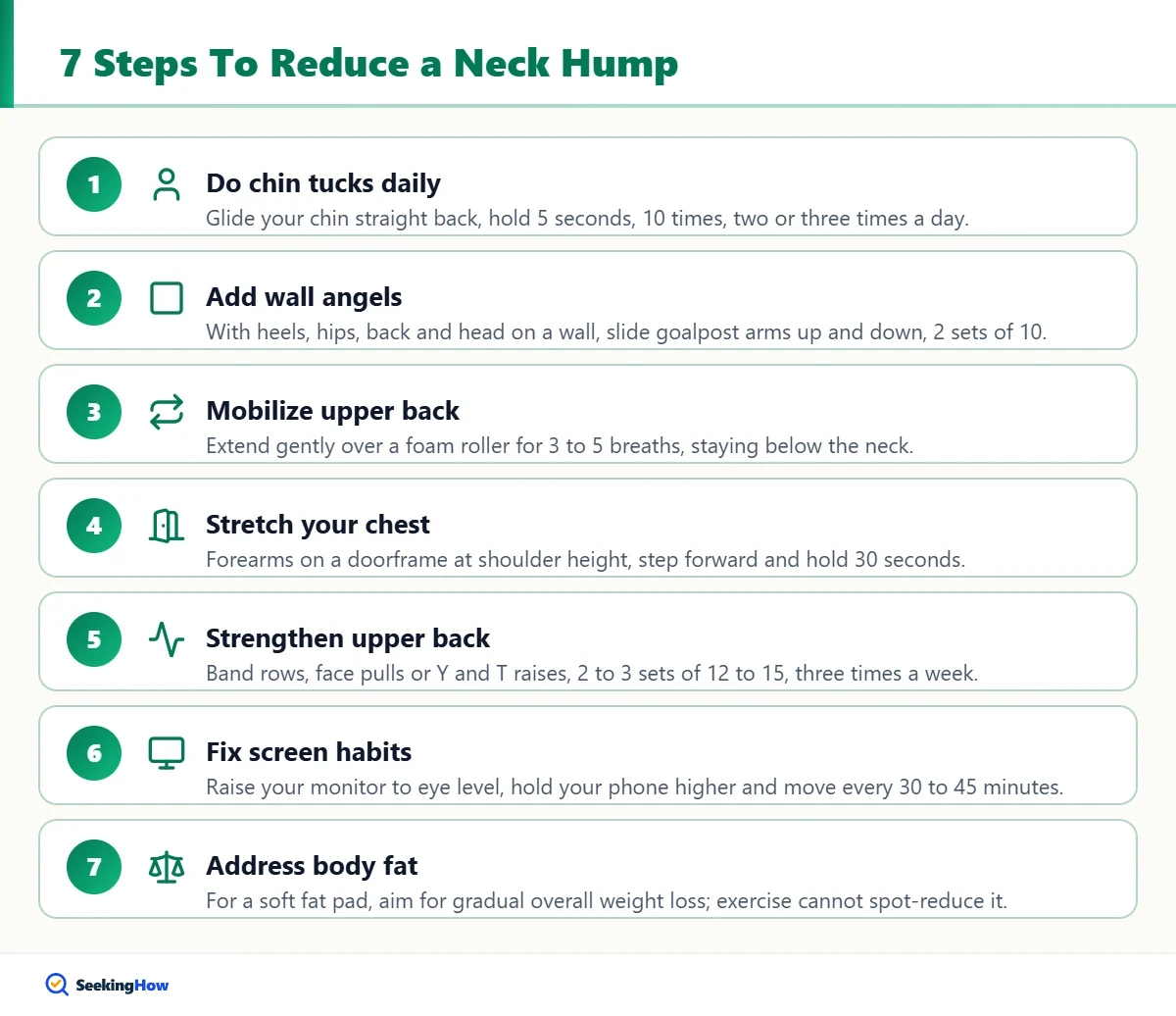 How to get rid of a neck hump with seven exercise and posture steps