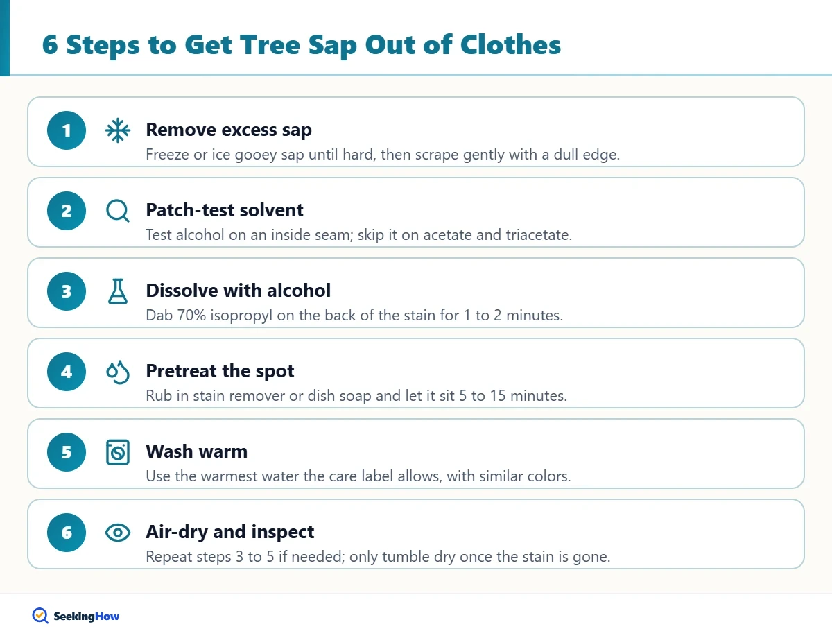 Six steps to get tree sap out of clothes