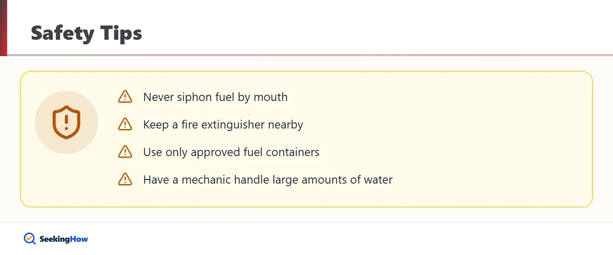 Safety tips when removing water from a gas tank