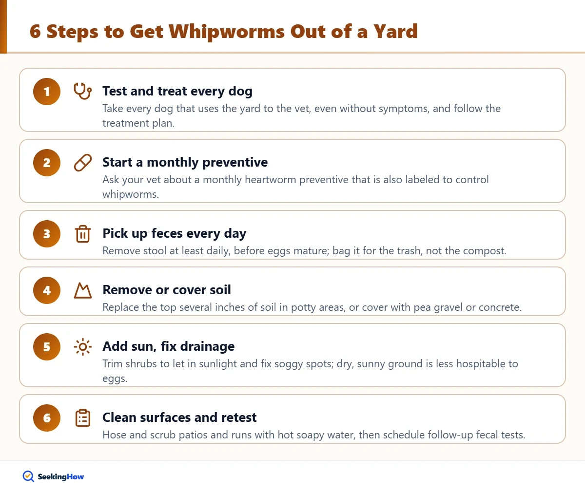 Steps to get whipworms out of your yard
