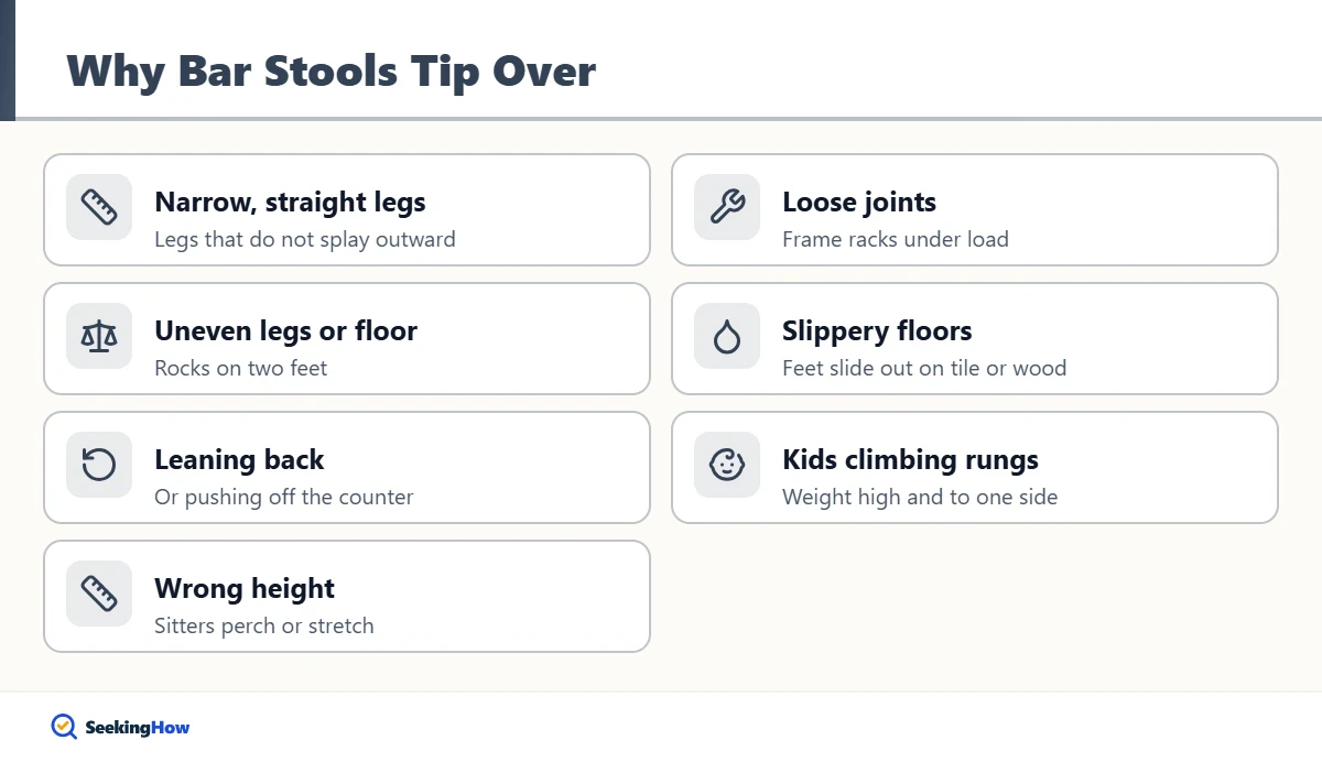 Bar stool height guide to keep bar stools from tipping over