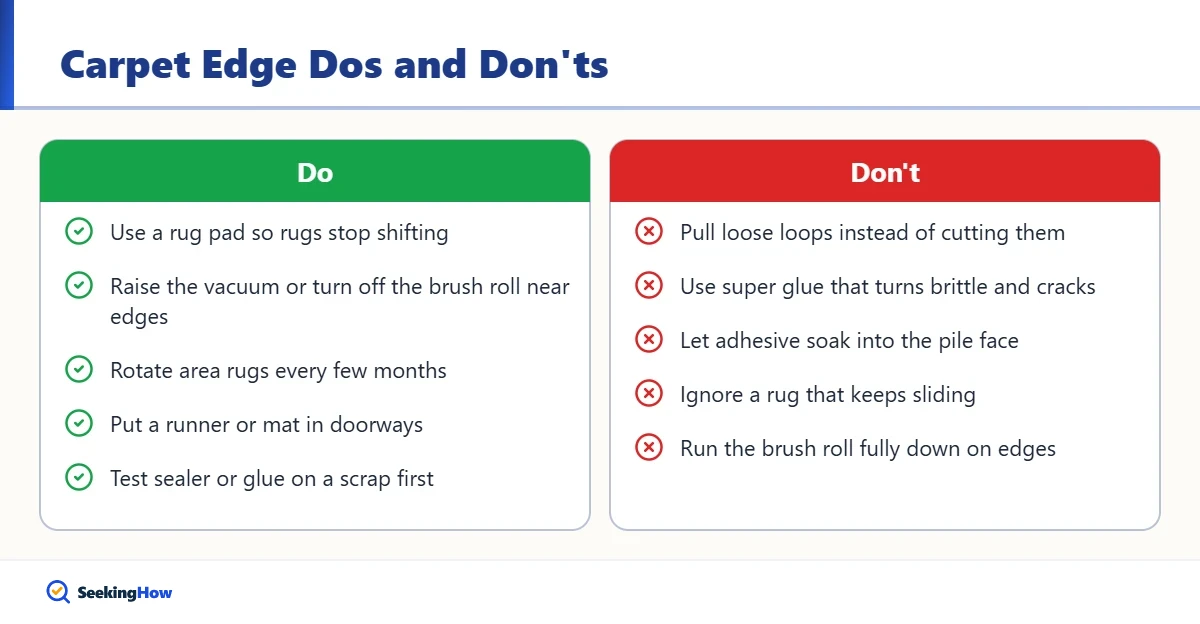 Do and do not tips to keep carpet edges from fraying