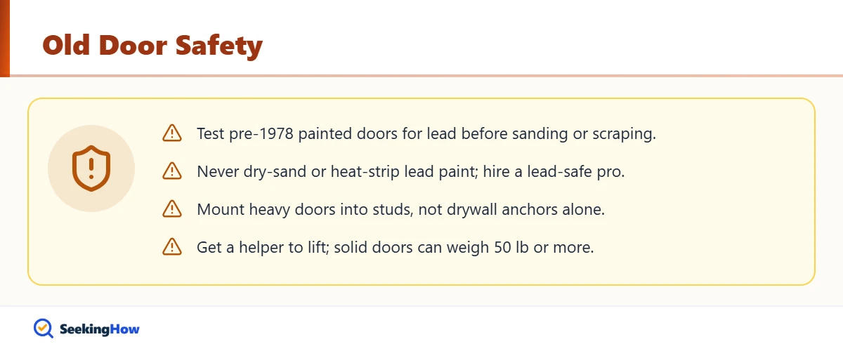 Safety warnings for making a headboard from an old door