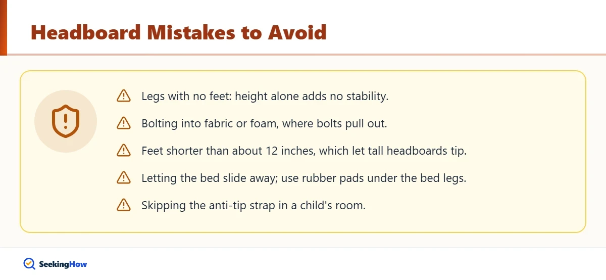 Checklist for a stable freestanding headboard
