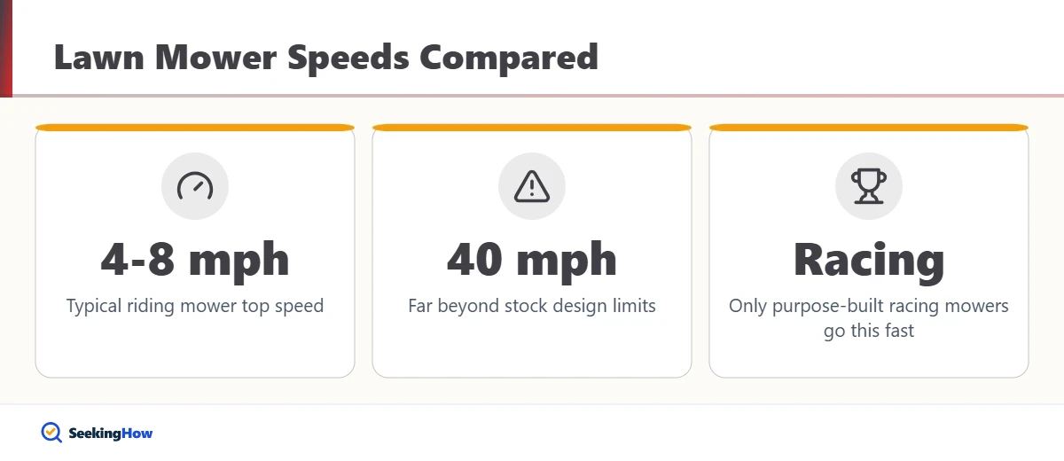 Lawn mower top speeds compared with 40 mph