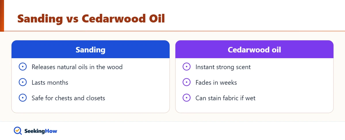 Sanding compared with cedarwood oil to restore cedar smell