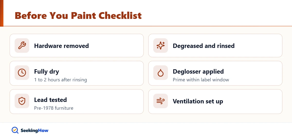Checklist before painting over polyurethane without sanding