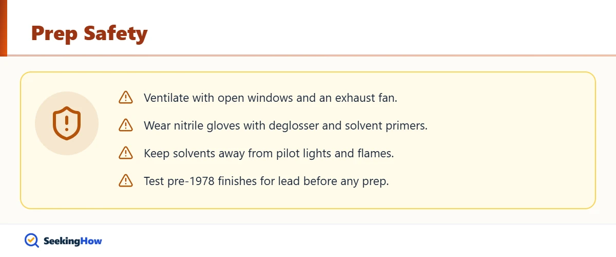 Safety tips for deglosser and primer when painting polyurethane