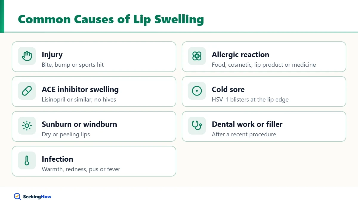 Common causes of lip swelling