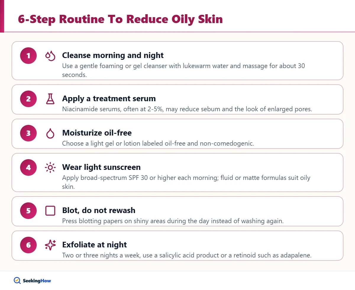 Six-step routine to reduce oily skin